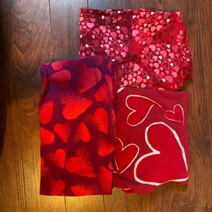 THREE pairs of Valentine’s LuLaRoe Leggings - OS